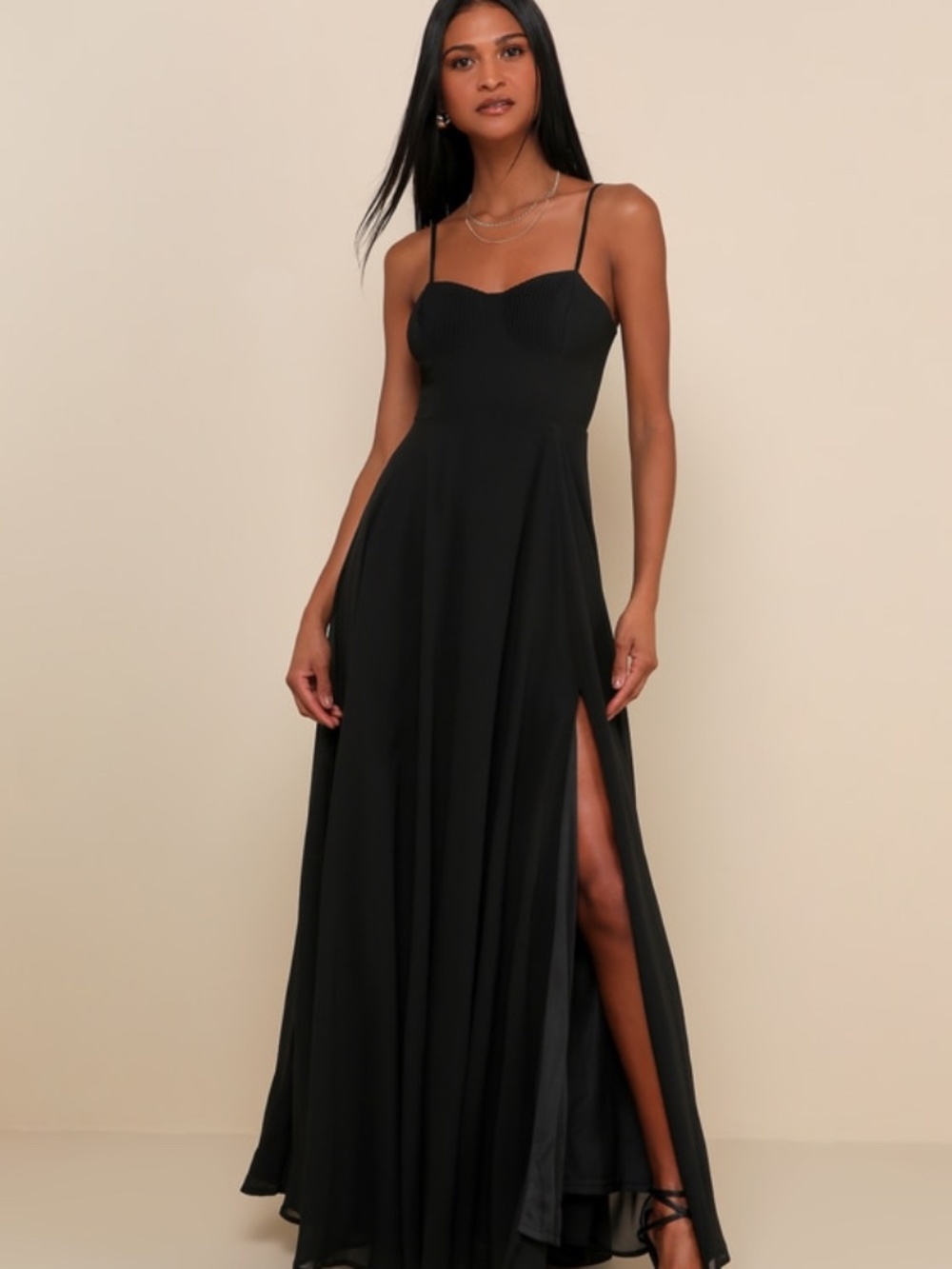 Lulus Cause For Commotion Black Pleated Bustier Maxi Dress - Size XL